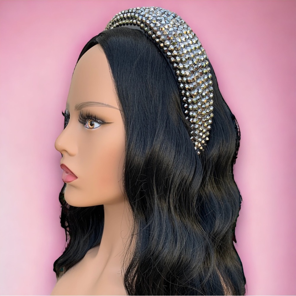 Dark Grey Handmade Rhinestone Festival Sparkle Bling Statement Headband